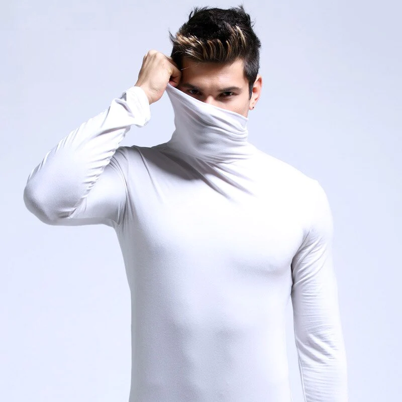 Thermal Undershirt Top with High Collar