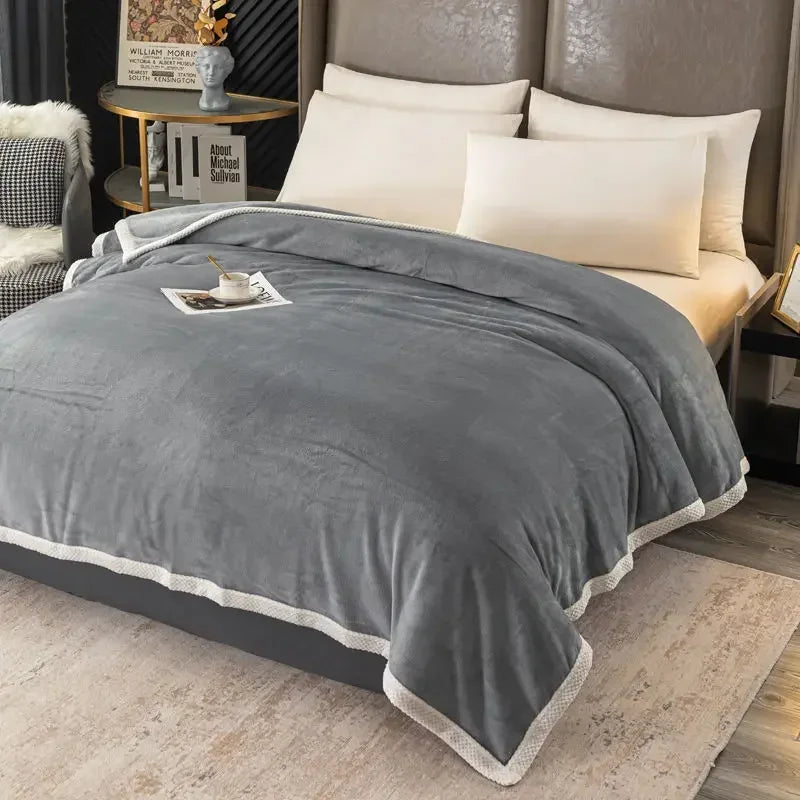 Thick Cashmere Throw Blanket for Bed and Couch