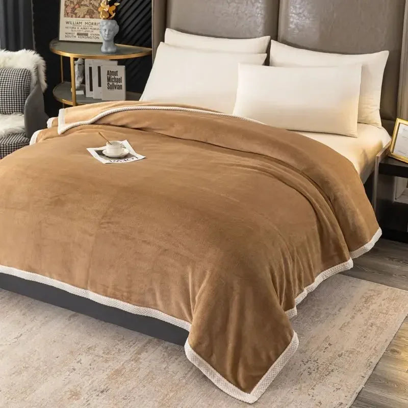 Thick Cashmere Throw Blanket for Bed and Couch