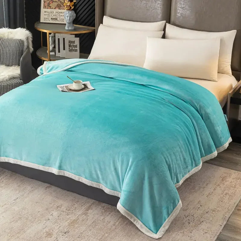 Thick Cashmere Throw Blanket for Bed and Couch