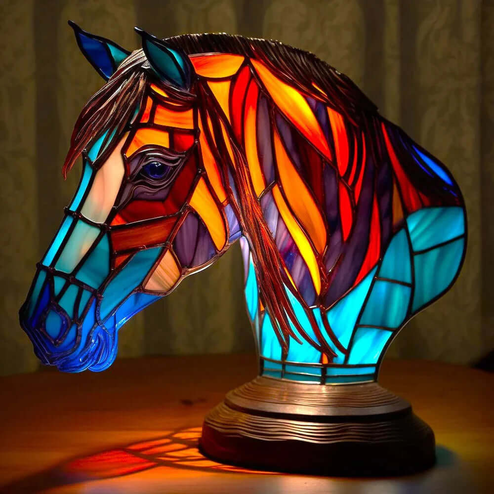 Tiffany-Style Animal Stained Glass Nightstand Lamp