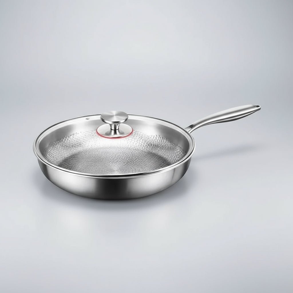 Titanium Frying Pan for Induction Cooktops with Hand-Hammered Design