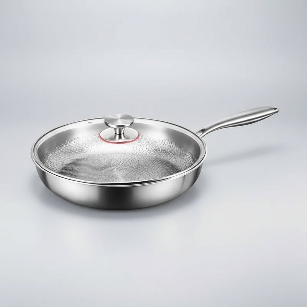 Titanium Frying Pan for Induction Cooktops with Hand-Hammered Design