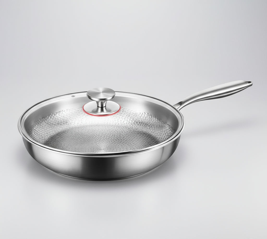 Titanium Frying Pan for Induction Cooktops with Hand-Hammered Design