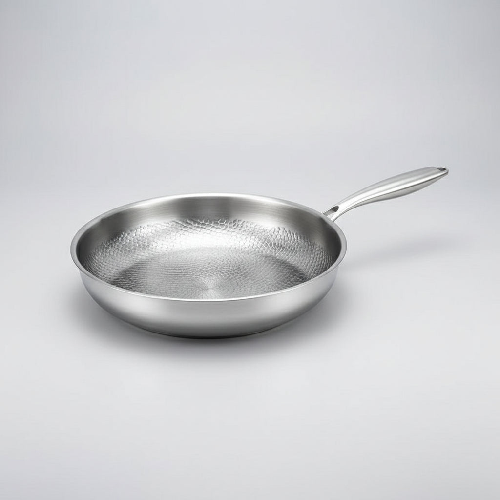 Titanium Frying Pan for Induction Cooktops with Hand-Hammered Design