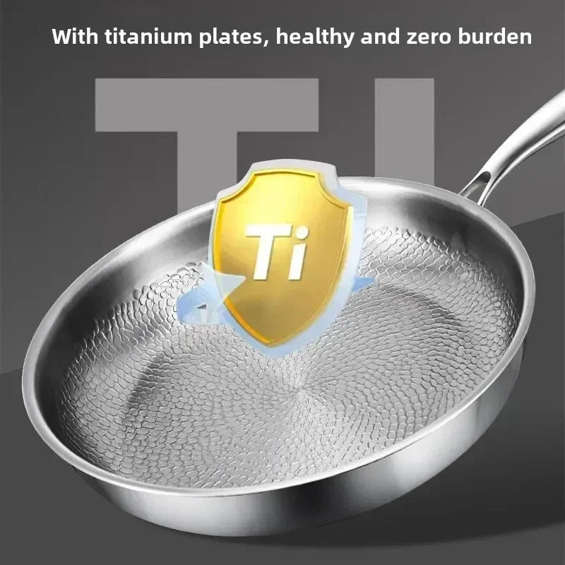 Titanium Frying Pan for Induction Cooktops with Hand-Hammered Design