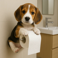 Toilet Paper Holder - Wall Mount Holder in Playful Dog Design