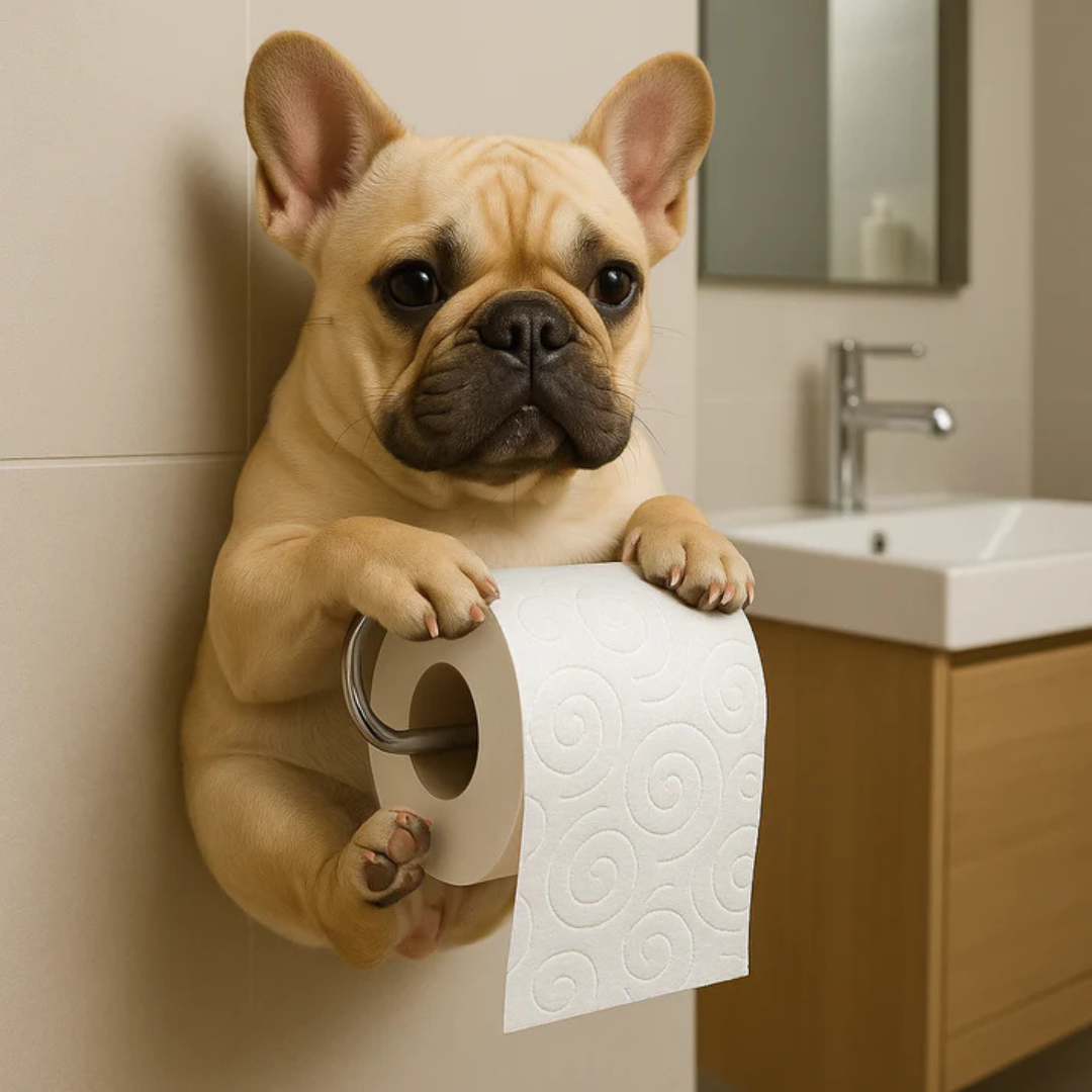 Toilet Paper Holder - Wall Mount Holder in Playful Dog Design