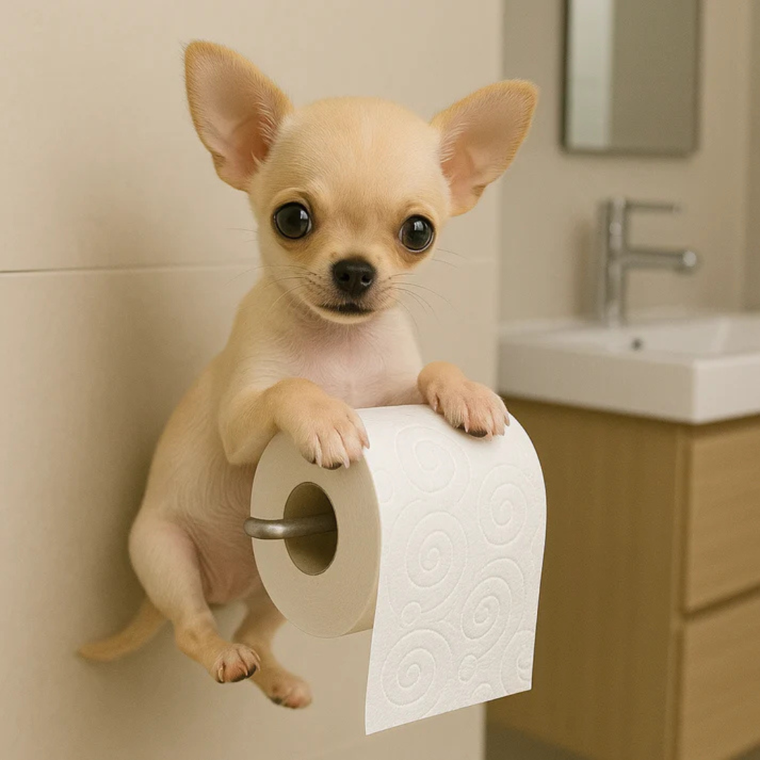 Toilet Paper Holder - Wall Mount Holder in Playful Dog Design