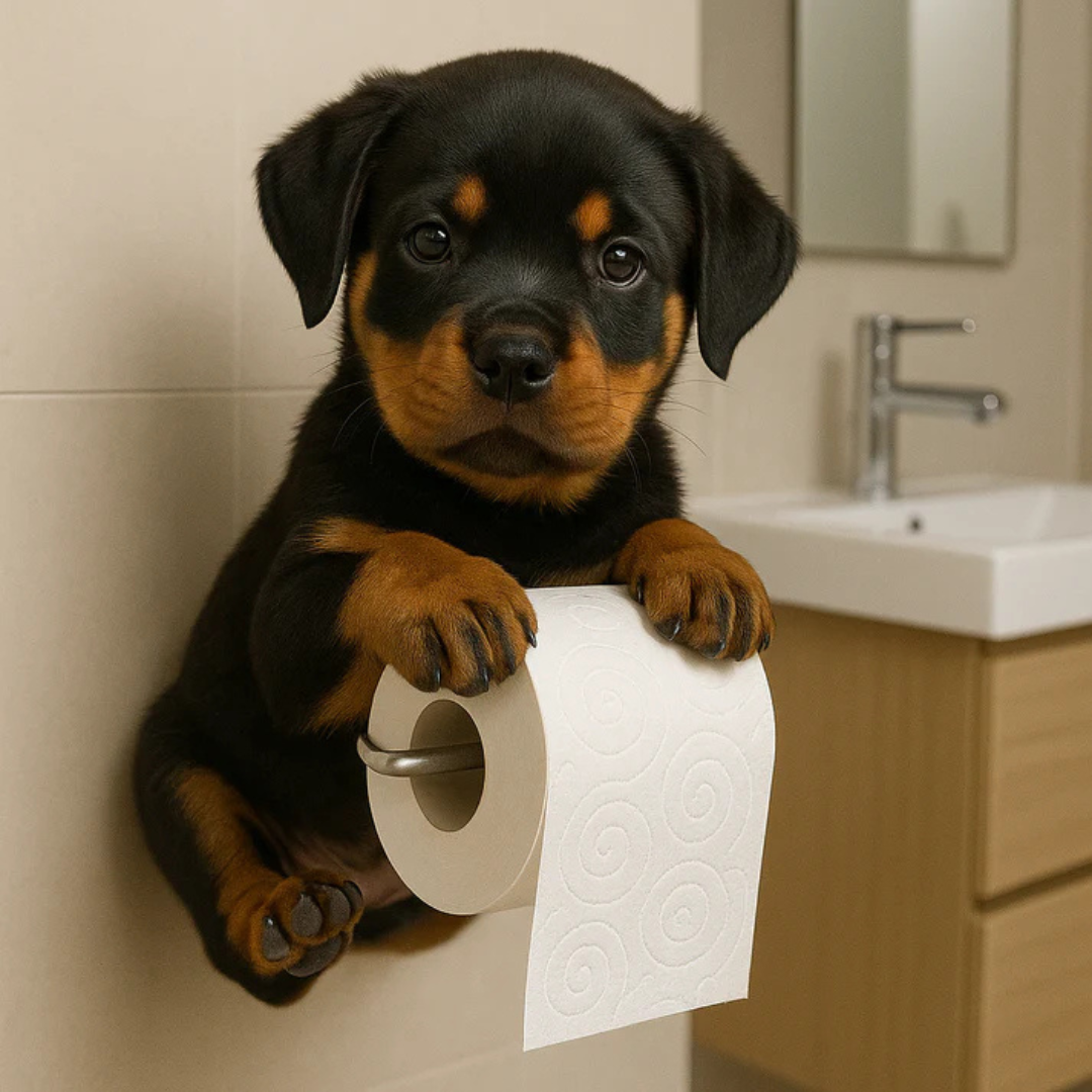 Toilet Paper Holder - Wall Mount Holder in Playful Dog Design