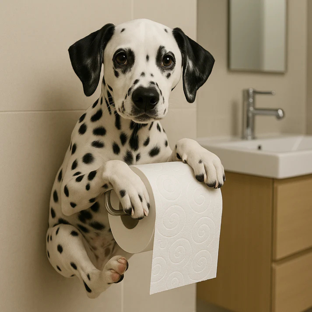 Toilet Paper Holder - Wall Mount Holder in Playful Dog Design