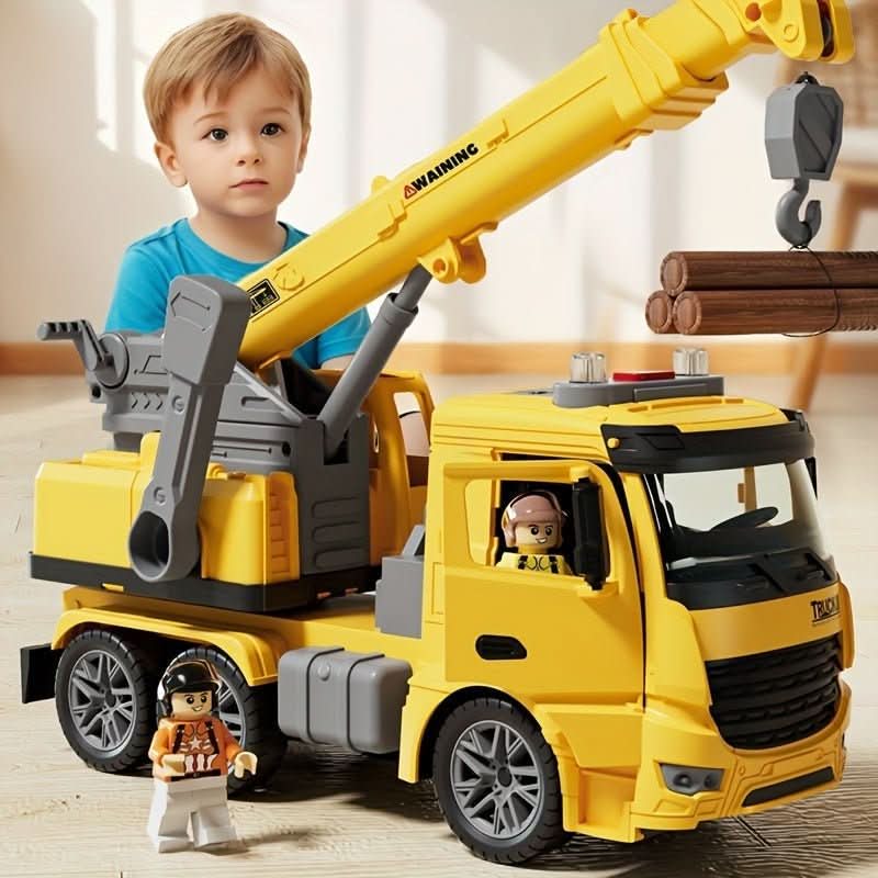 Toy Crane Truck with Light and Sound for Creative Construction Play