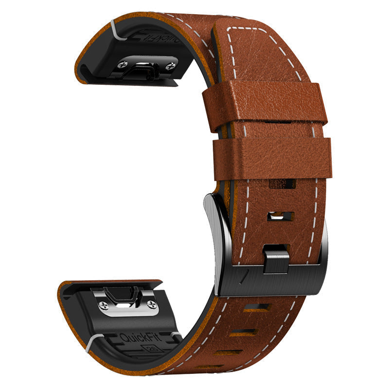 TPU & Leather Strap for Garmin Fenix 8, 7X & 6X Pro
