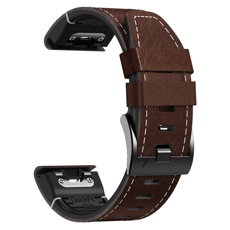 TPU & Leather Strap for Garmin Fenix 8, 7X & 6X Pro