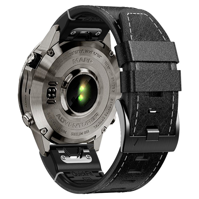 TPU & Leather Strap for Garmin Fenix 8, 7X & 6X Pro