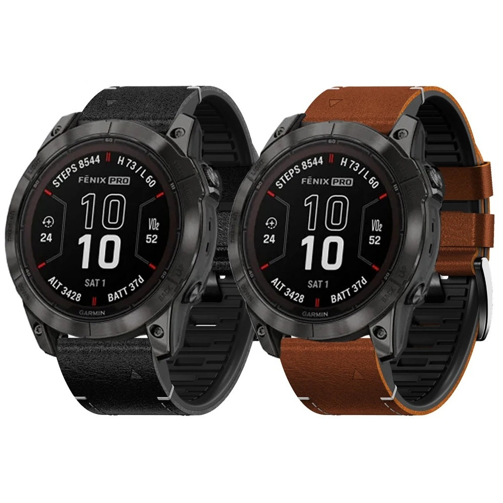 TPU & Leather Strap for Garmin Fenix 8, 7X & 6X Pro