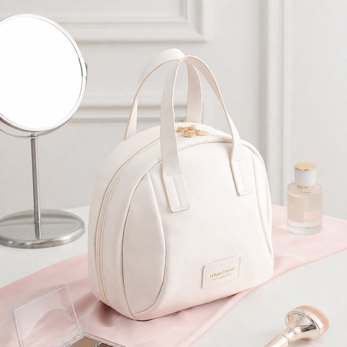 Travel Makeup Bag | Waterproof PU Leather, Multi-Layer Design