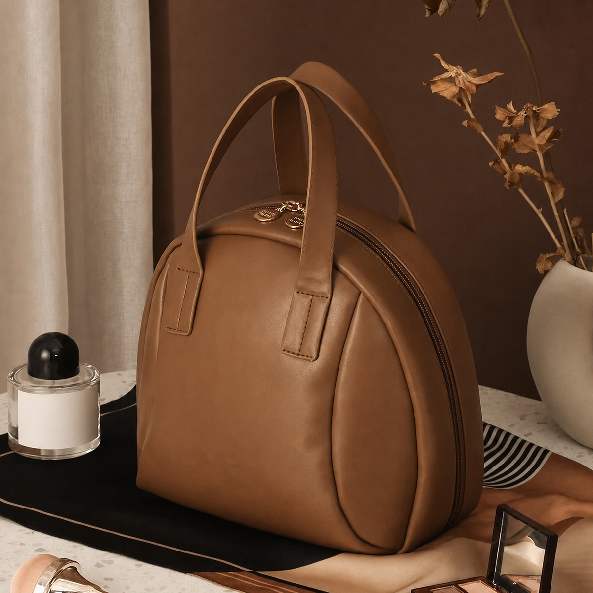 Travel Makeup Bag | Waterproof PU Leather, Multi-Layer Design