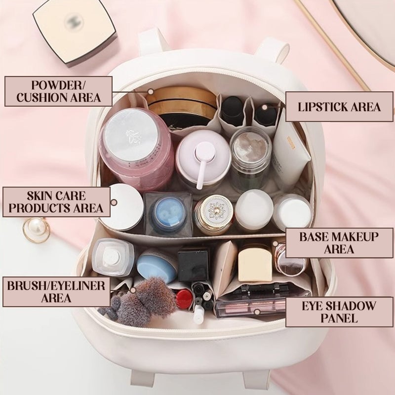 Travel Makeup Bag | Waterproof PU Leather, Multi-Layer Design