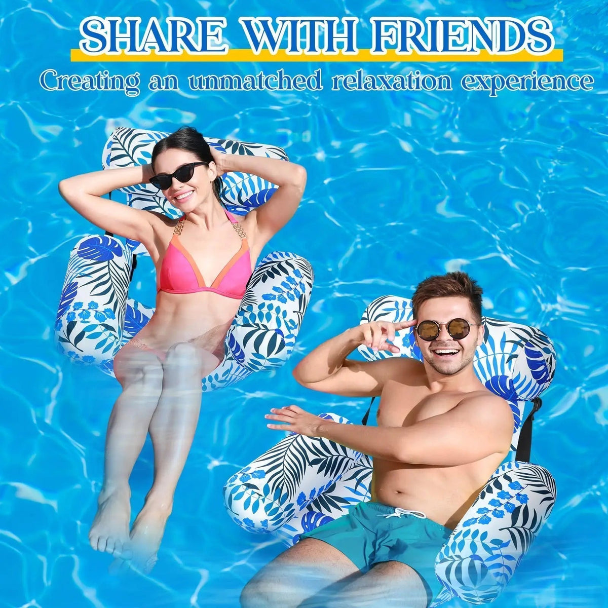 Tropical Style Inflatable Lounger — Adjustable Backrest Pool Chair