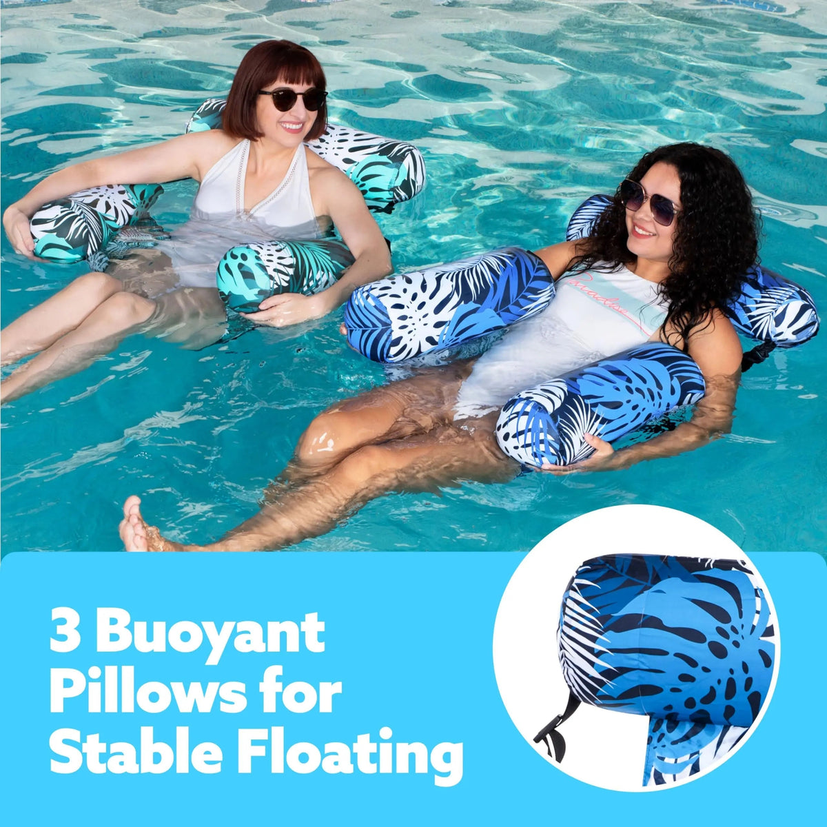 Tropical Style Inflatable Lounger — Adjustable Backrest Pool Chair