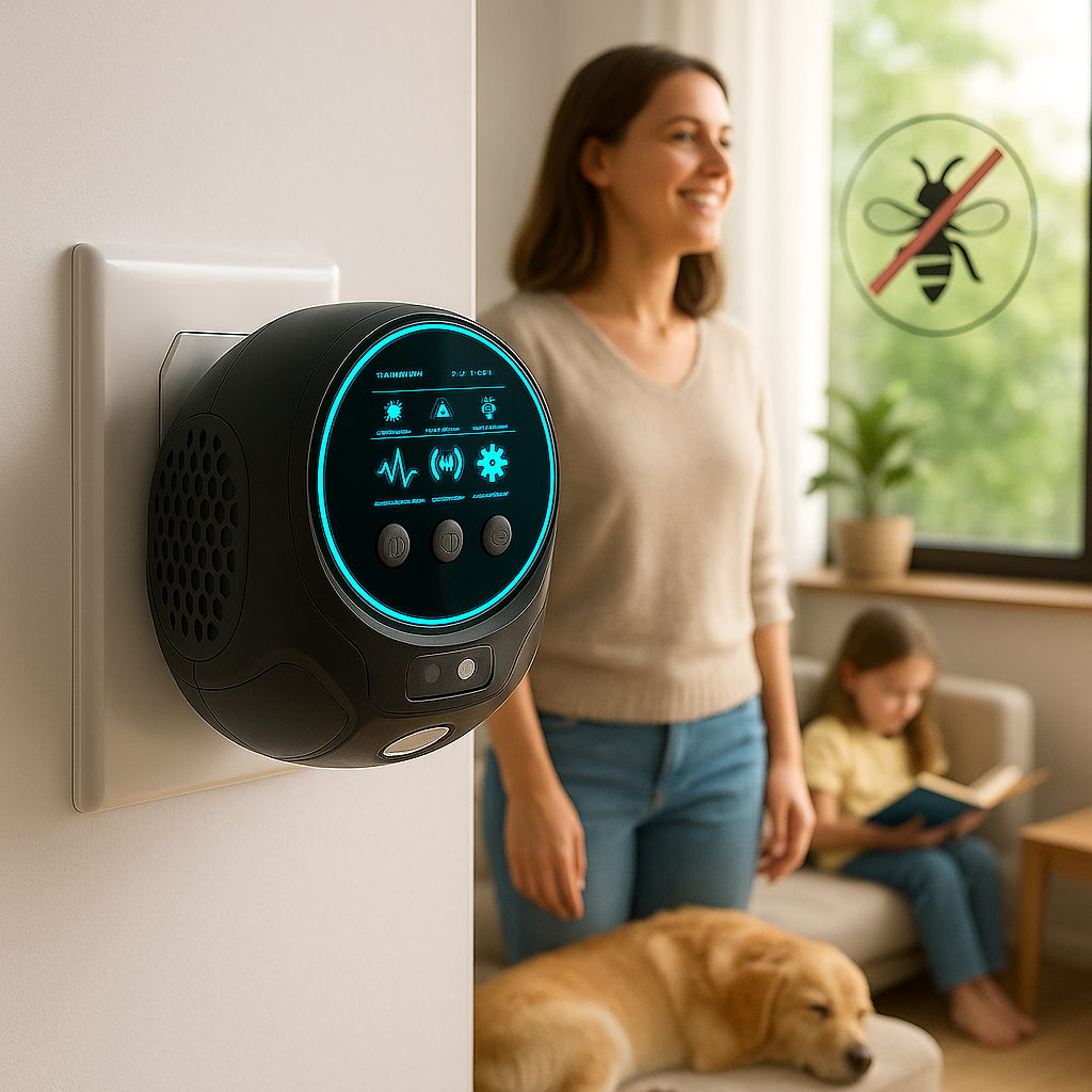 Ultrasonic Bee & Wasp Repellent Device - Chemical-Free 360° Coverage for Home & Outdoor Pest Control