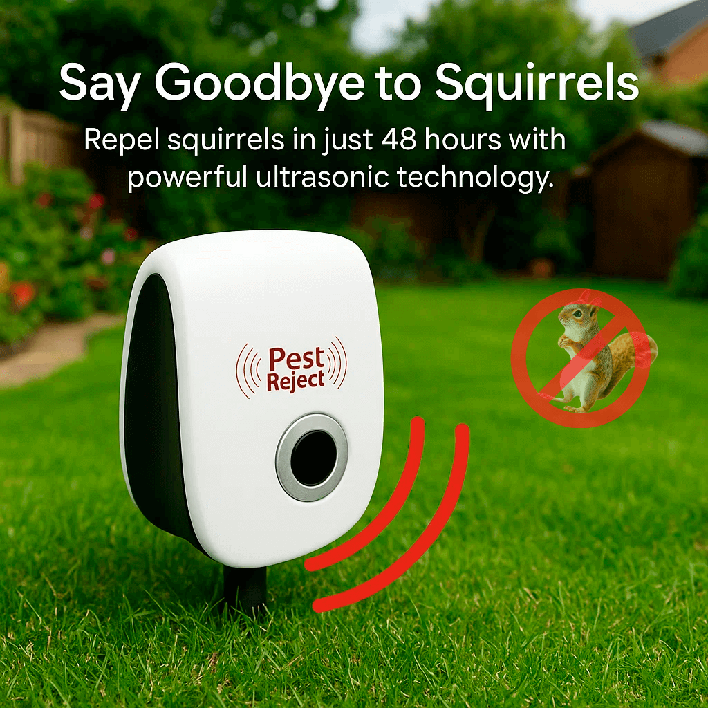 Ultrasonic Squirrel Repeller Device - Pest Control for Gardens & Yards