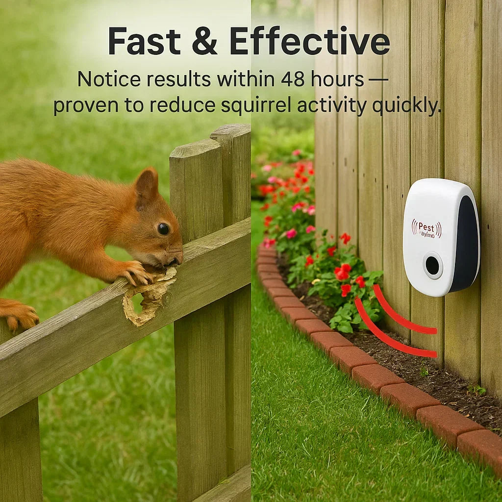 Ultrasonic Squirrel Repeller Device - Pest Control for Gardens & Yards