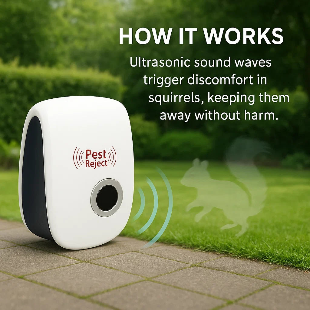 Ultrasonic Squirrel Repeller Device - Pest Control for Gardens & Yards