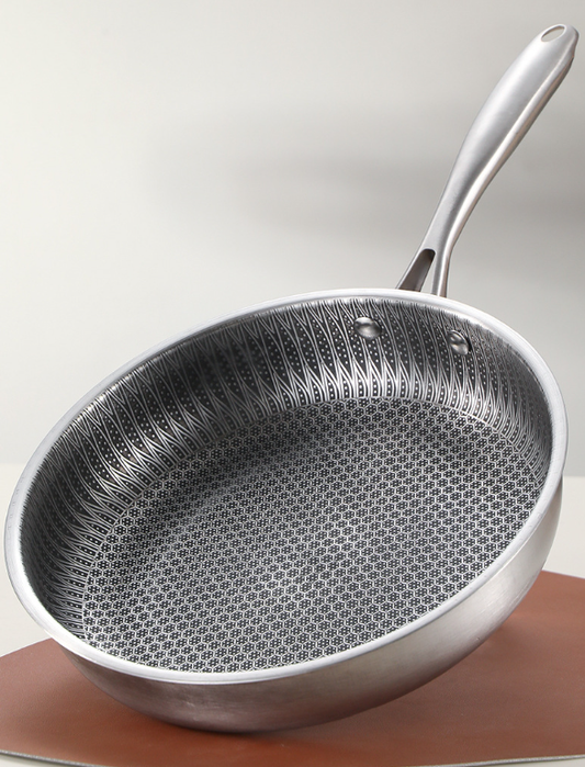 Uncoated Stainless Steel Non-Stick Frying Pan