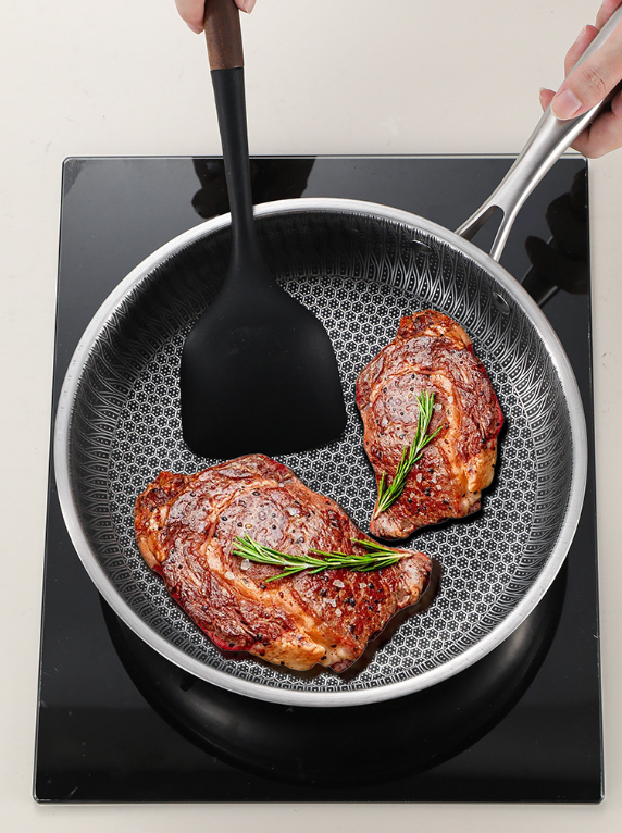 Uncoated Stainless Steel Non-Stick Frying Pan