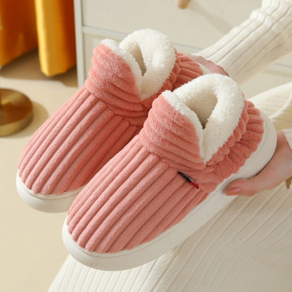 Unisex Corduroy Slippers with Sherpa Lining