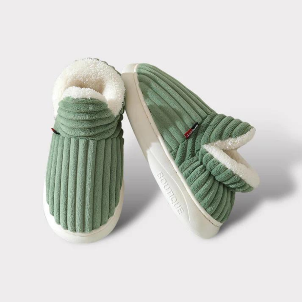 Unisex Corduroy Slippers with Sherpa Lining