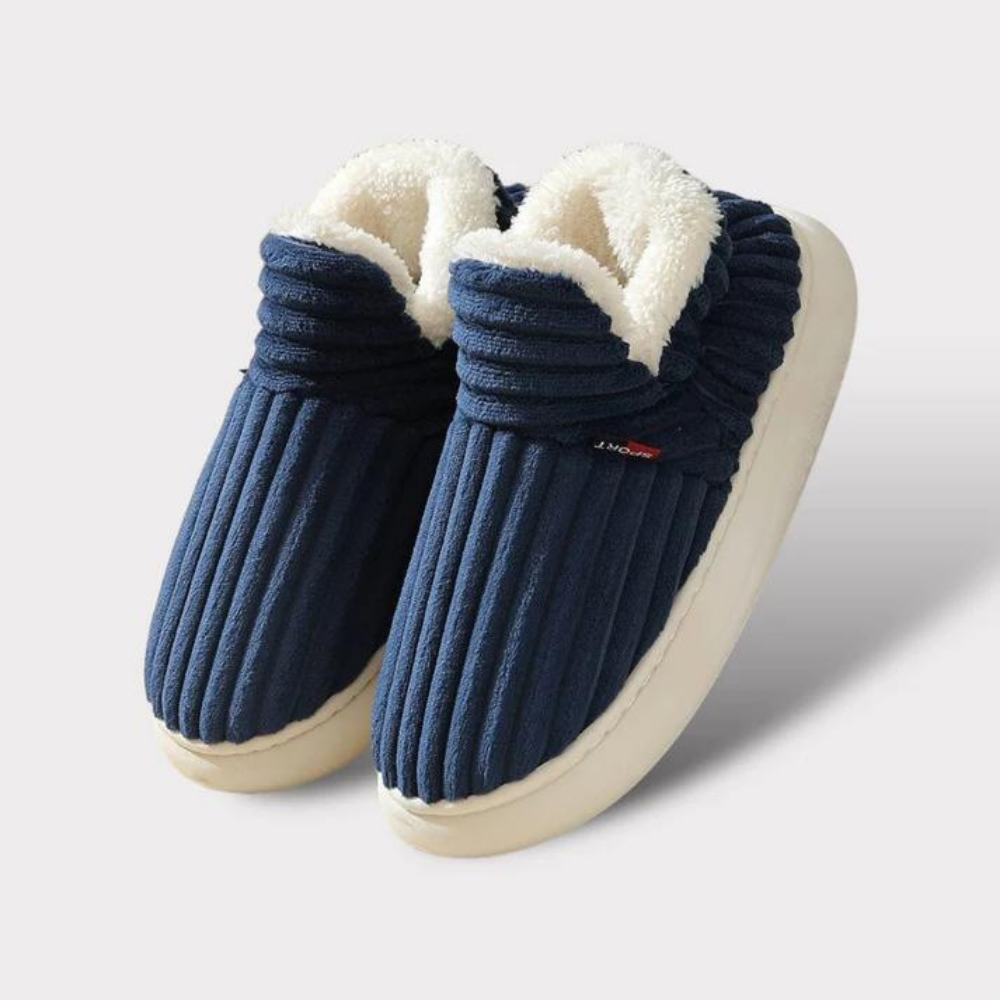 Unisex Corduroy Slippers with Sherpa Lining