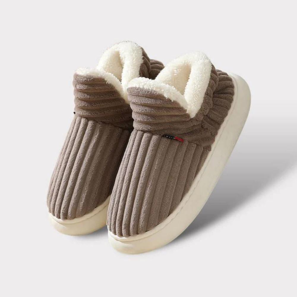 Unisex Corduroy Slippers with Sherpa Lining