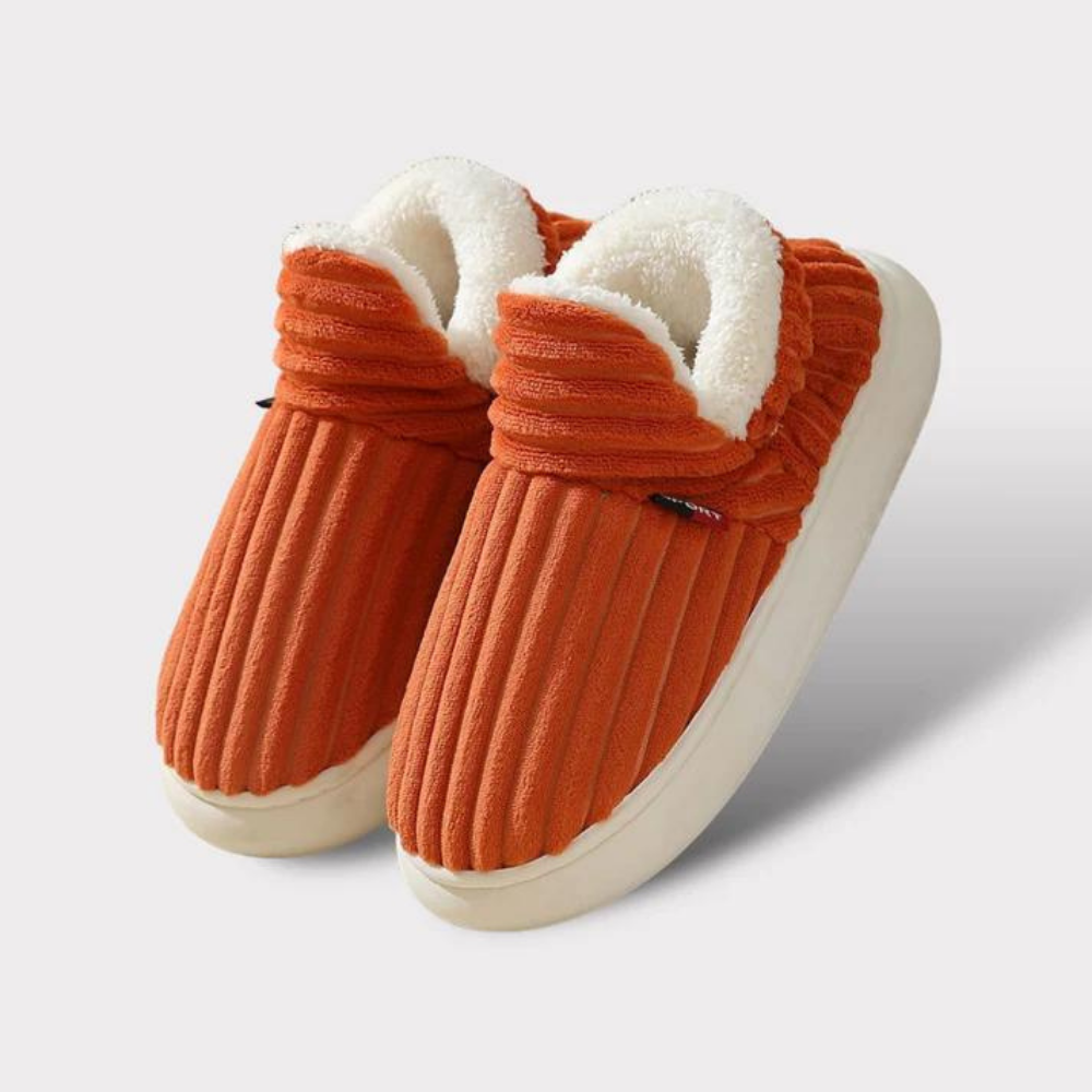 Unisex Corduroy Slippers with Sherpa Lining