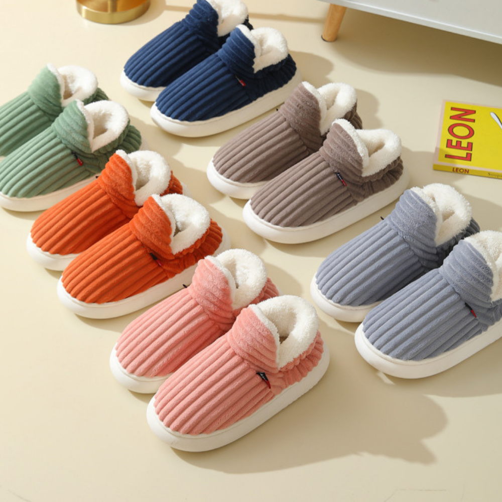 Unisex Corduroy Slippers with Sherpa Lining