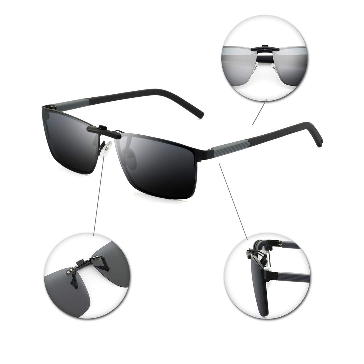 Unisex Polarized Clip-On Sunglasses for Enhanced Vision