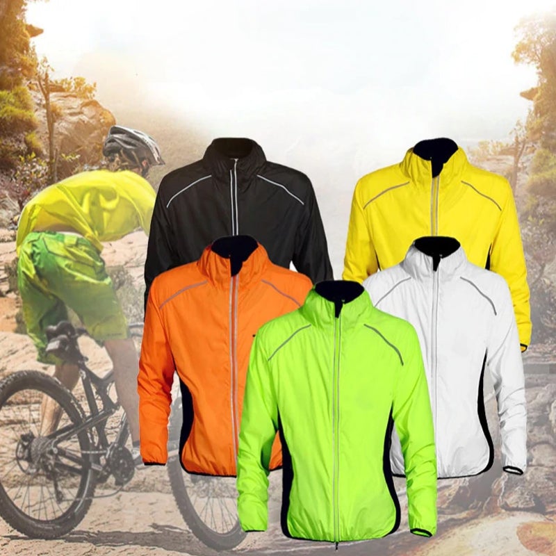 Unisex Reflective Cycling Windbreaker - Waterproof and Wind-Resistant