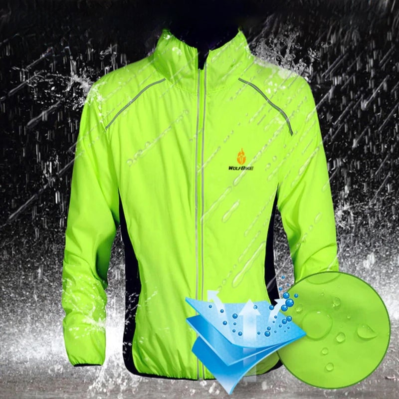 Unisex Reflective Cycling Windbreaker - Waterproof and Wind-Resistant