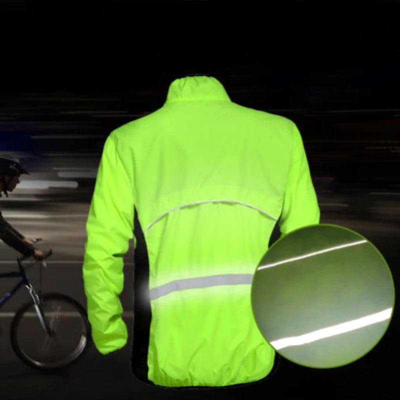 Unisex Reflective Cycling Windbreaker - Waterproof and Wind-Resistant