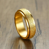 Unisex Sandblasted Rotating Stainless Steel Fidget Ring