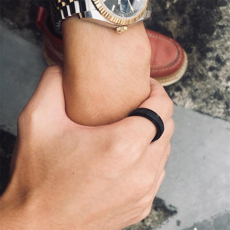 Unisex Sandblasted Rotating Stainless Steel Fidget Ring