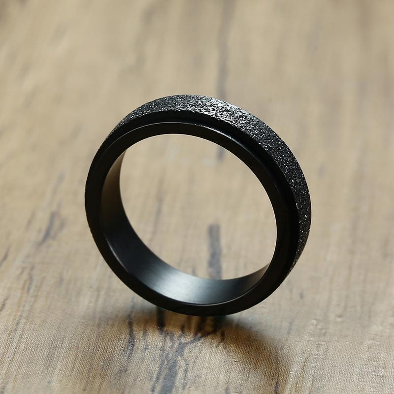 Unisex Sandblasted Rotating Stainless Steel Fidget Ring