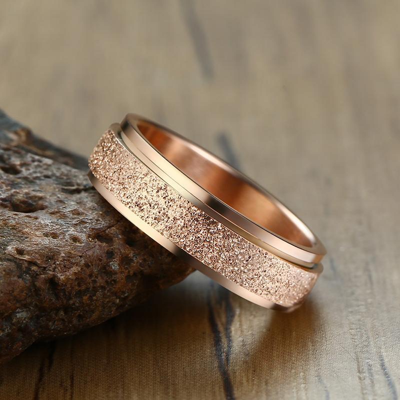 Unisex Sandblasted Rotating Stainless Steel Fidget Ring