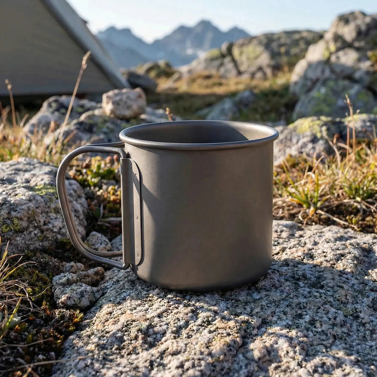 Unisex Titanium Camping Mug with Folding Handle