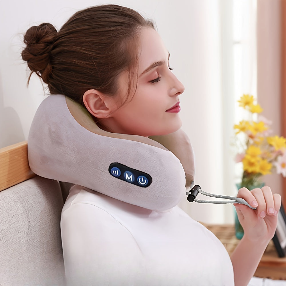 Unisex U-Shaped Heated Memory Foam Neck Pillow