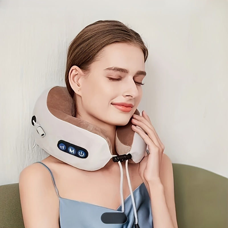 Unisex U-Shaped Heated Memory Foam Neck Pillow