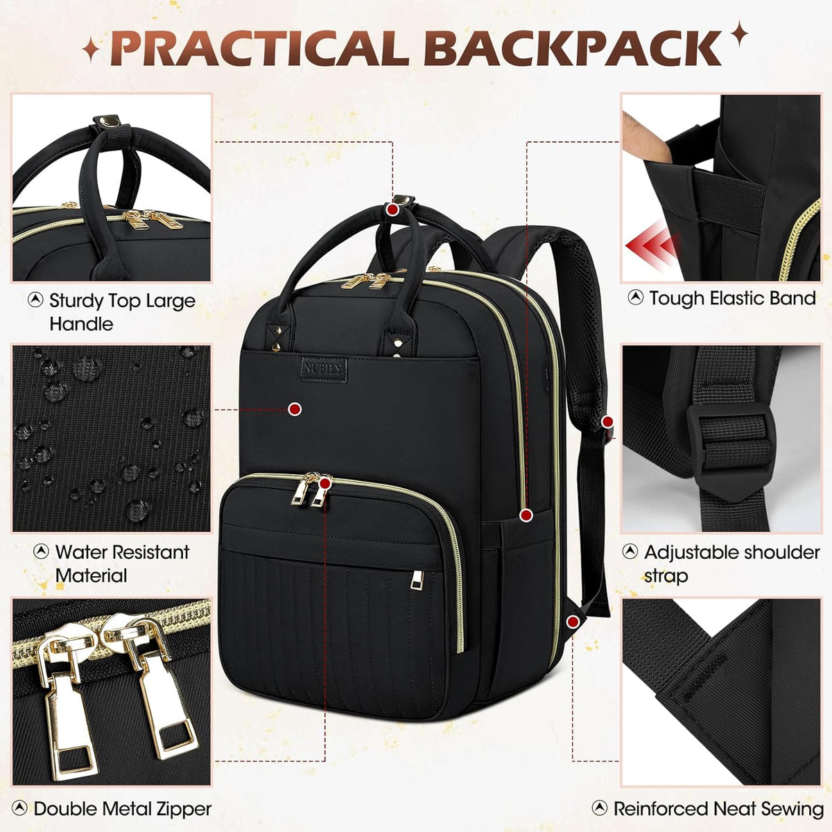 Unisex Waterproof Travel Laptop Backpack 15.6 Inch