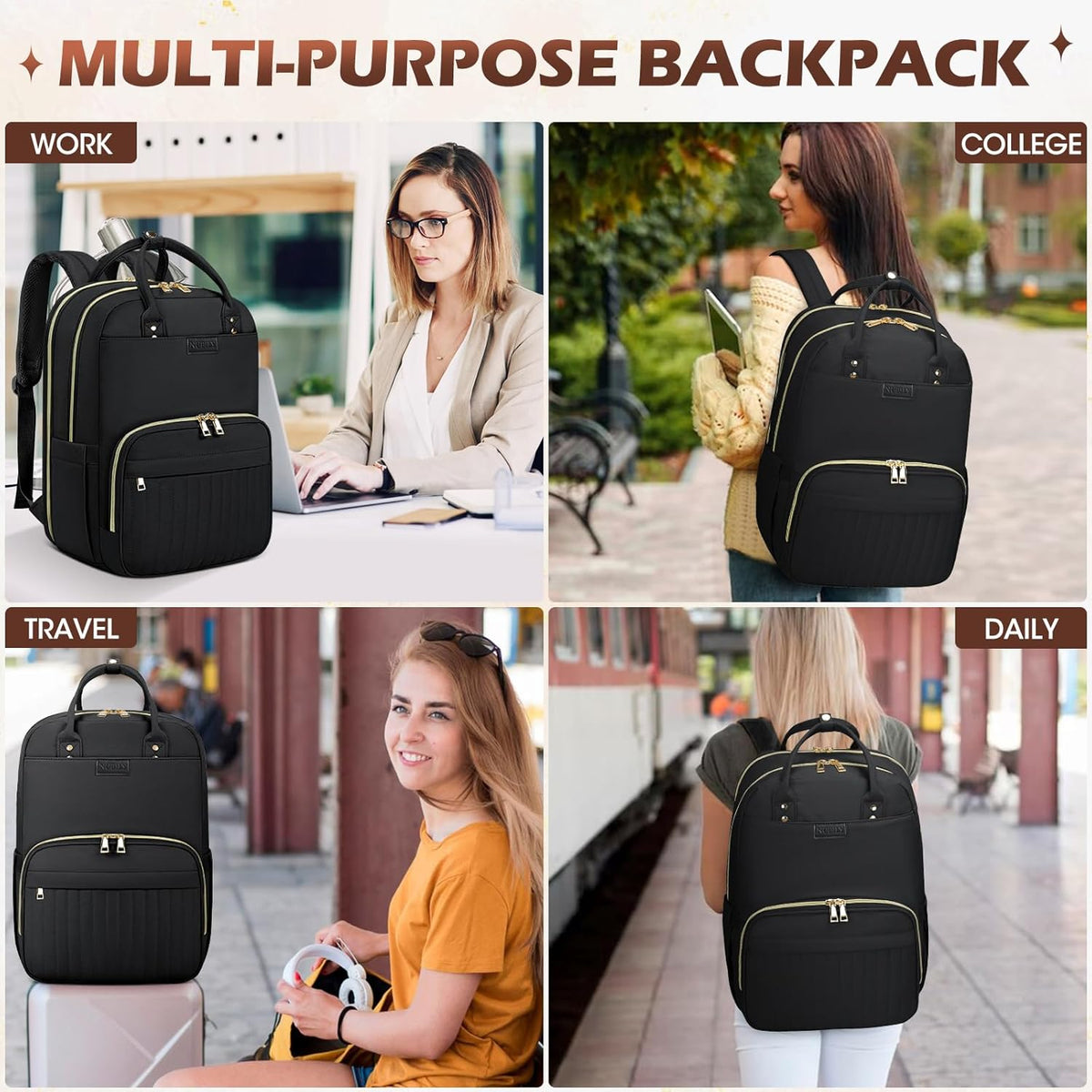 Unisex Waterproof Travel Laptop Backpack 15.6 Inch
